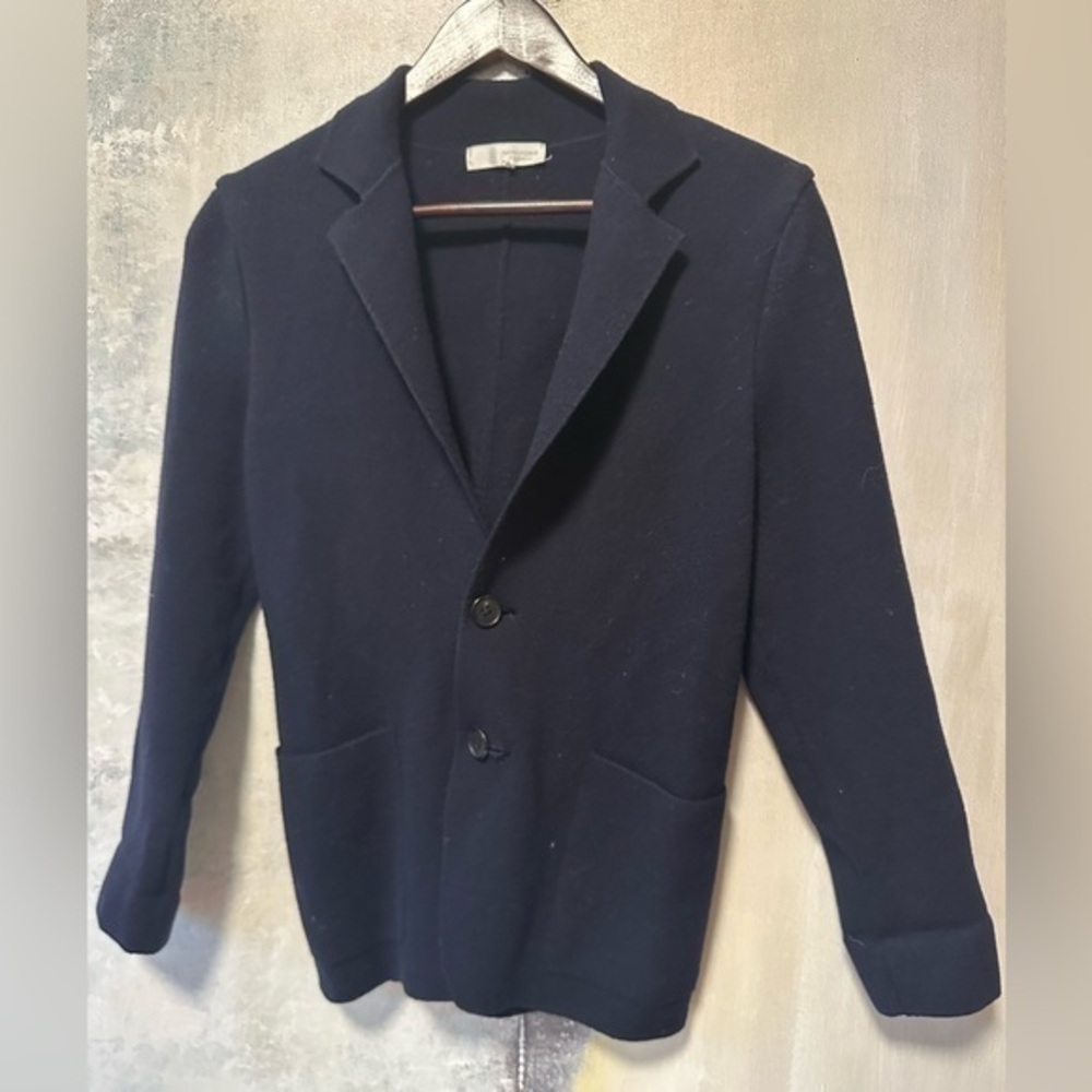 Mitsukoshi Navy Mohair Cardigan Sweater, L